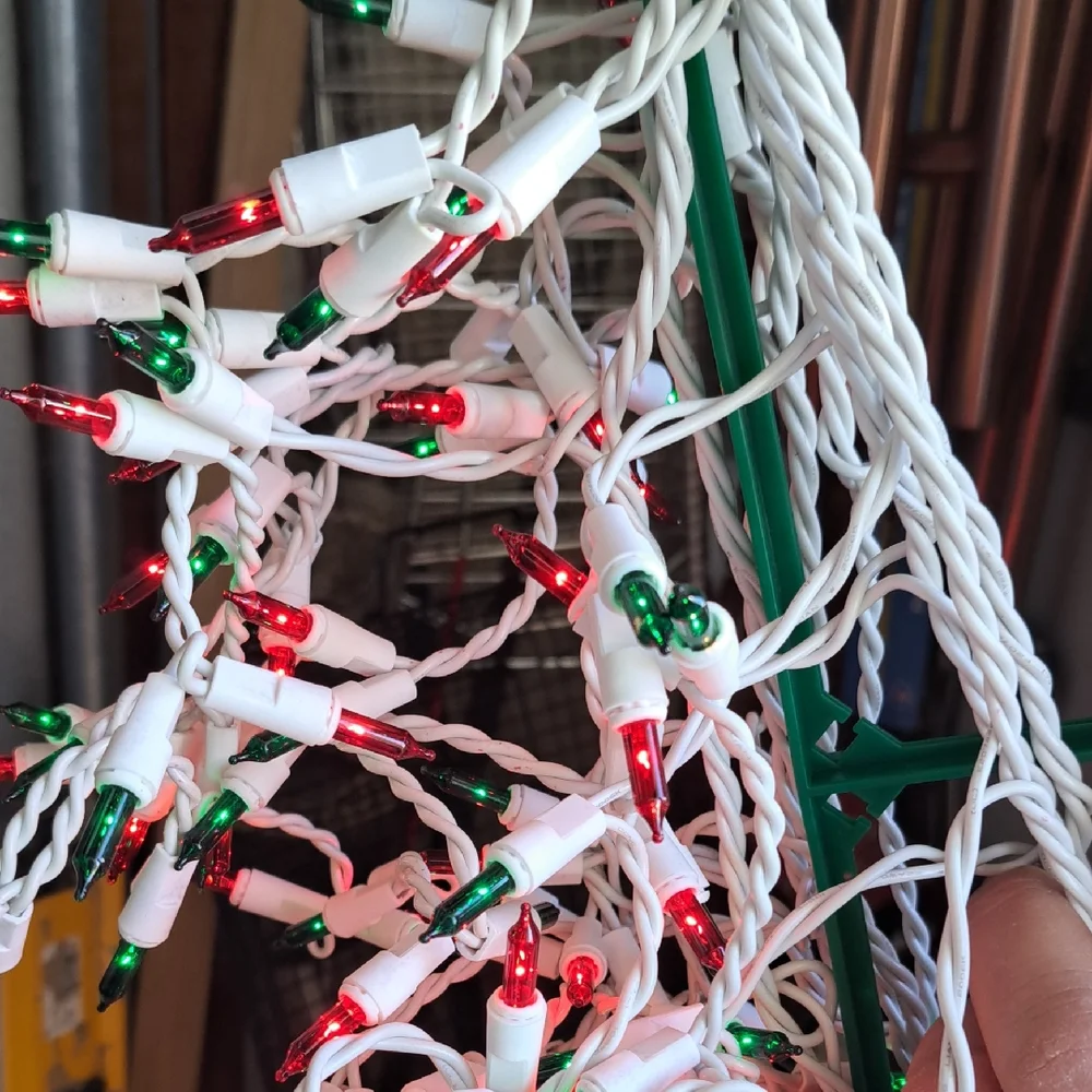 Holiday Red & Green String Lights with White Wire